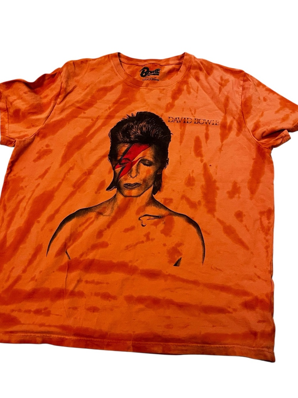 David Bowie lucky brand men’s T-shirt orange xl